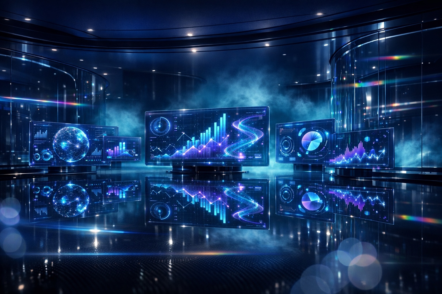 Modern healthcare technology office with advanced patient management systems